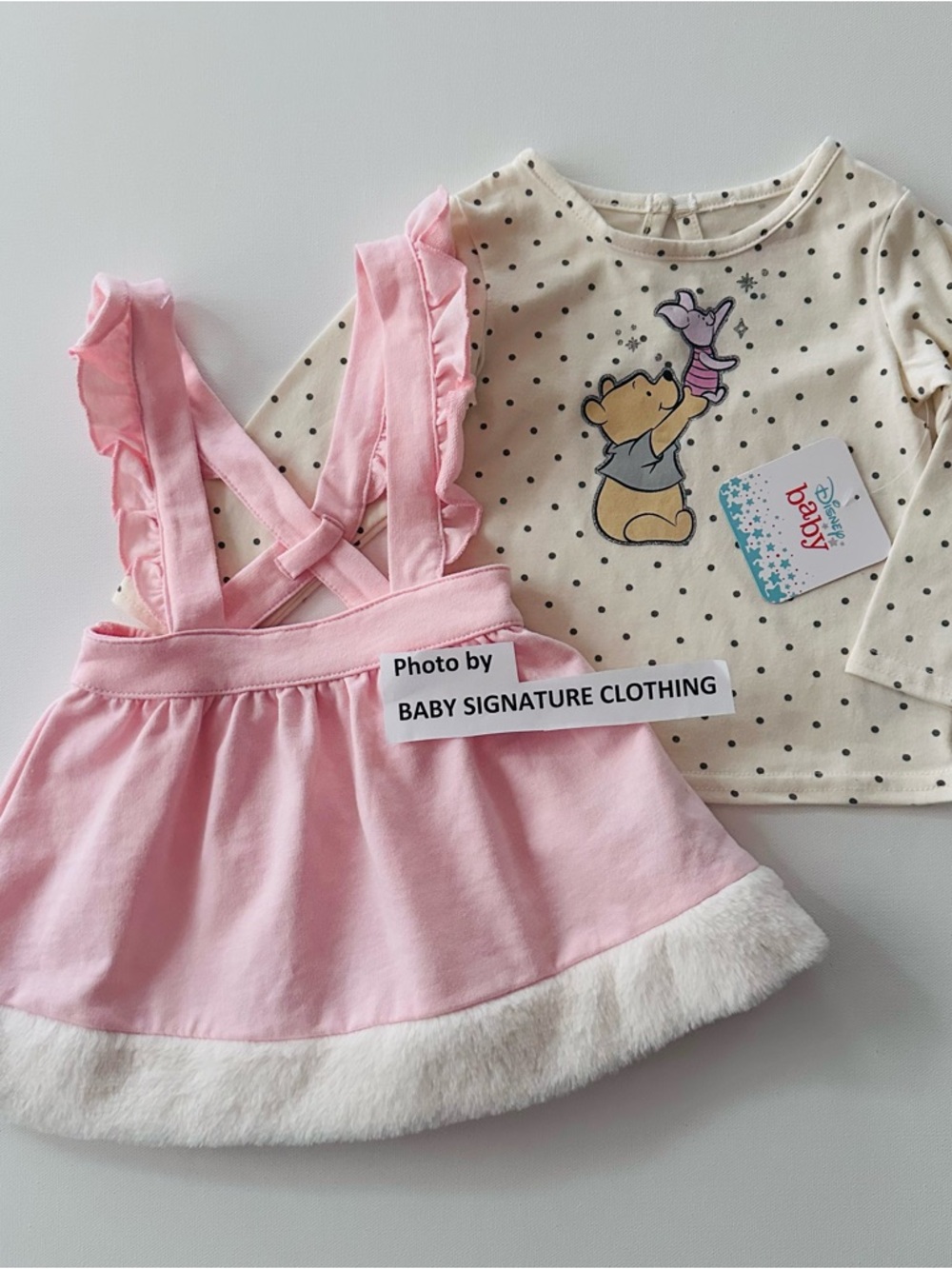 Disney Baby Girl 12 Months Winnie The Pooh Top & Pink Dress Set Outfit NWT
